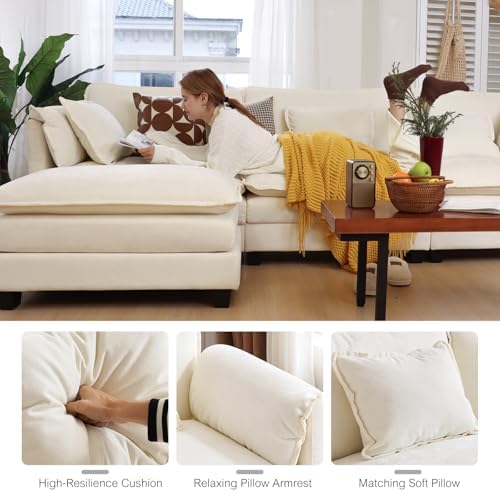 ELUCHANG 150" U Shaped Cloud Couch Sectional, Comfy Cloud Modular Sofa - Image 3
