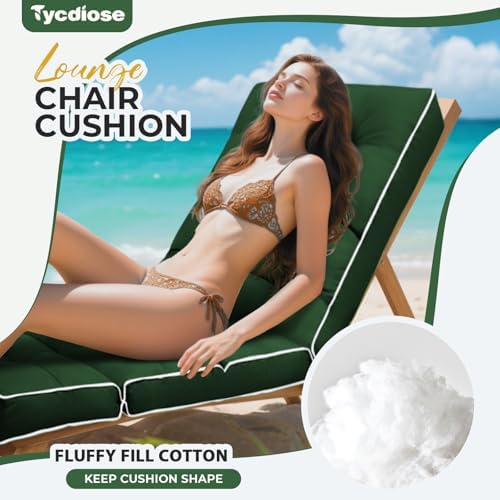 Outdoor Chaise Lounge Chair Cushion, Waterproof Non-Slip Patio Chaise Lounge - Image 2