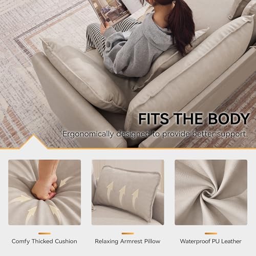 147'' Sectional Cloud Deep Seat Couch, Oversized Leather U Shaped Sectional Sofa - Image 4