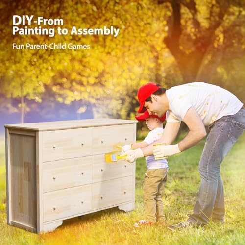VINGLI 6 Drawer Dresser with Unfinished Solid Wood - Image 5