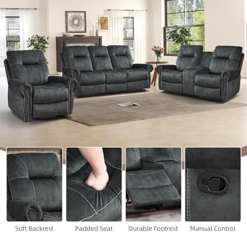 EBELLO Reclining Couch Sofa Furniture Set - Image 3