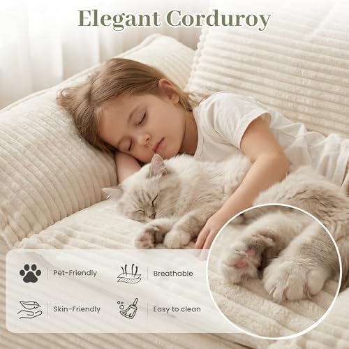 JUIKURY 55" Convertible Corduroy Sofa Bed, Boneless Foldable Loveseat Sleeper - Image 3