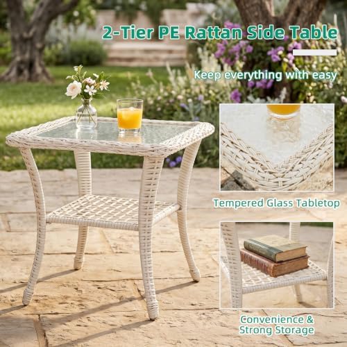 VIVIJASON Outdoor Rocking Chairs Set of 2, 3 Piece Patio Wicker Bistro Set - Image 6