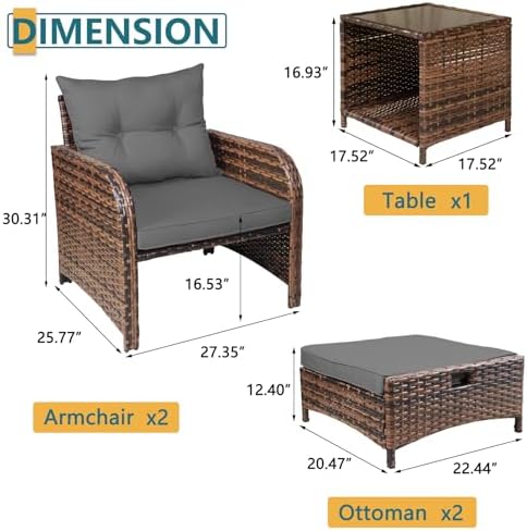 5 Pieces Wicker Outdoor Patio Chairs - Image 6