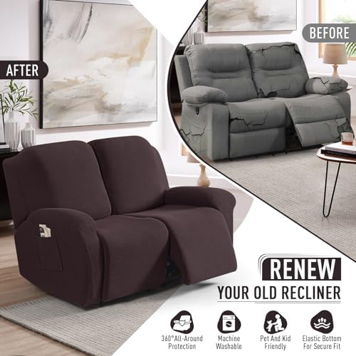 TAOCOCO Stretch Loveseat Recliner Covers 6 Piece - Image 4