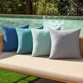 MIULEE Pack of 4 Outdoor Linen Throw Pillow Covers Blue 18x18 Inch by MIULEE