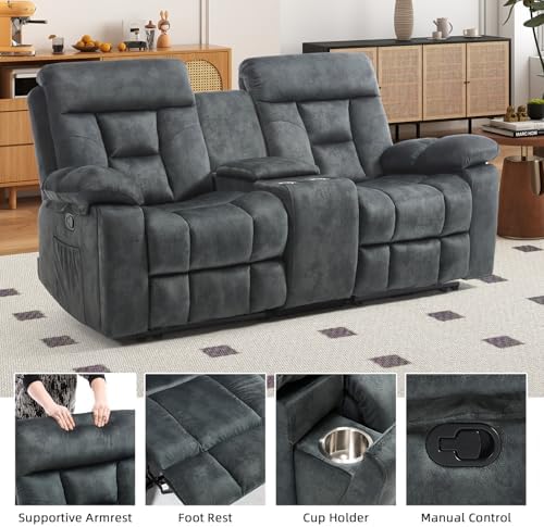 EBELLO 2 Piece Reclining Living Room Set, Soft Fabric Recliner Sofa Set - Image 3