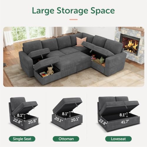 HONBAY 106.2'' Modular Sectional Sleeper Sofa - Image 3