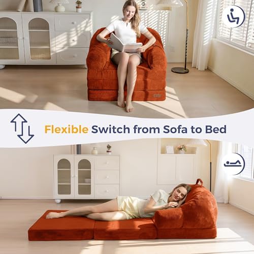 MAXYOYO Folding Sofa Bed with Backrest, Boneless Fold Out Couch with Handle - Image 3
