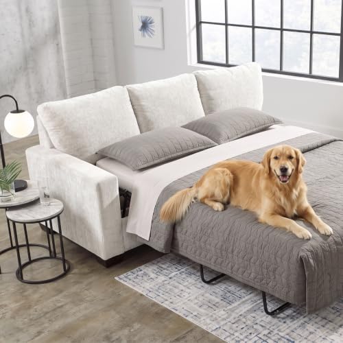 Signature Design by Ashley Queen Sleeper Sofa, Pull Out Couch, Snow White - Image 2