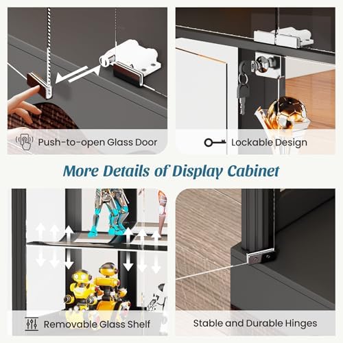 Dystler Display Cabinet with Glass Doors, RGB Lights - Image 6