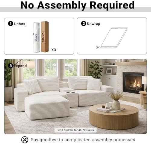 ivoros 111 Inch Modular Sectional Sofa Couch, Oversized Modern Cloud Couch - Image 6