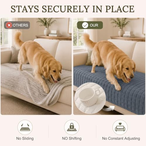 Smiry Velvet Couch Cover for Dogs, Non Slip Soft Sofa Protector for Pets - Image 3