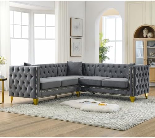82.2" Oversized L-Shaped Corner Velvet Couch, Heavy Duty Solid Wood Frame and - Image 4