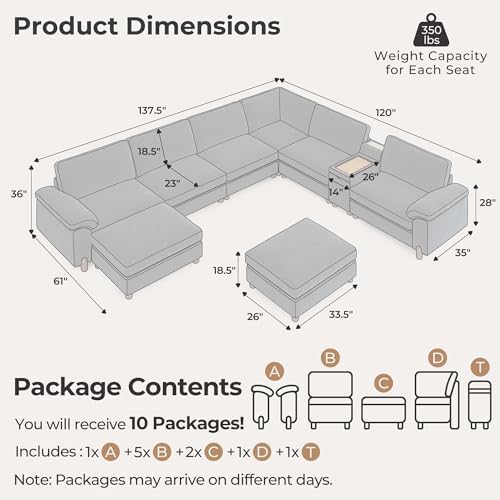 SITJOY Cloud Couch Sectional, 6 Seater - Image 2