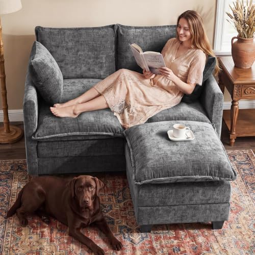 50" Loveseat Sofa with Ottoman, Cloud 2-Layer Cushion & 27" Deep Seat, Modern - Image 4