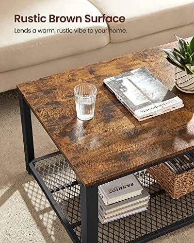 VASAGLE Coffee Table with Storage Shelf, 42 x 23.9 x 17.7 Inches - Image 5