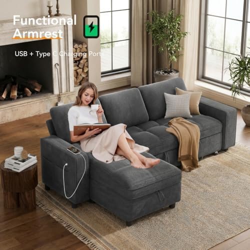 WEUP 81" Modular Sectional Sleeper Sofa Bed, L-Shaped Couch Bed - Image 5