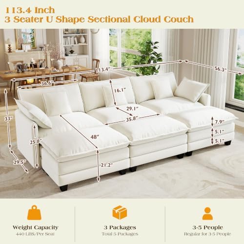 Hanherry Modular Sectional Sofa, Cloud Couch - Image 2