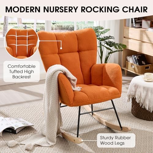 Nursery Rocking Chair, Teddy Upholstered Glider Chair - Image 4