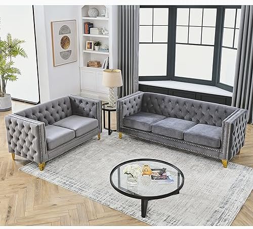 mikibama 2PC Velvet Sofa Couch Set by Mikibama