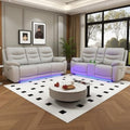 Power Recliner Sofa Set with LED Lights, Air Leather Reclining Sofa with Charge by Unknown