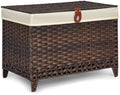 Wicker Storage Basket with Lid, 65L Shelf Basket with Removable Liner Bag by Honjourai