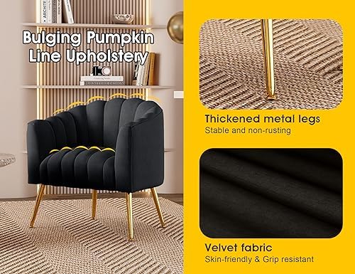 Dewhut Oversized Pumpkin Couch Accent Chair, Modern Comfy Velvet Upholstered - Image 6