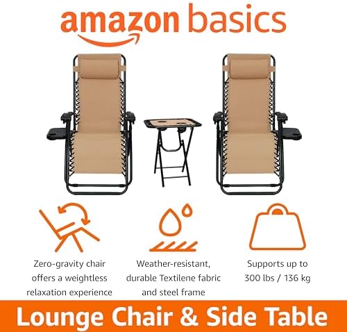 Amazon Basics Outdoor Textilene Adjustable Zero Gravity Folding Reclining - Image 4