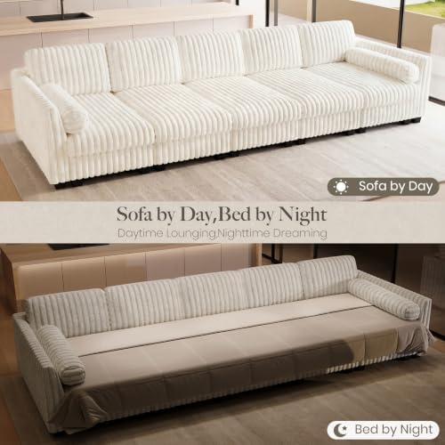 Belffin Oversized Cloud Deep Seat Sectional Sleeper Sofa Bed Corduroy Couch. - Image 4