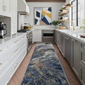 Abstract Washable Runner Rug for Kitchen: Modern Blue 2x10 Hallway Runner for by Luxcrest