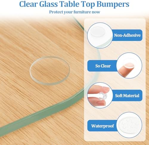 Clear Glass Table Top Pads Two Sizes Non-Adhesive Silicone Rubber Bumpers - Image 3