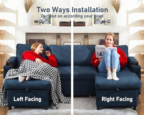 Sofa Bed Pull Out 2 in 1 Sectional Sleeper Sofa L Shaped Couch - Image 6