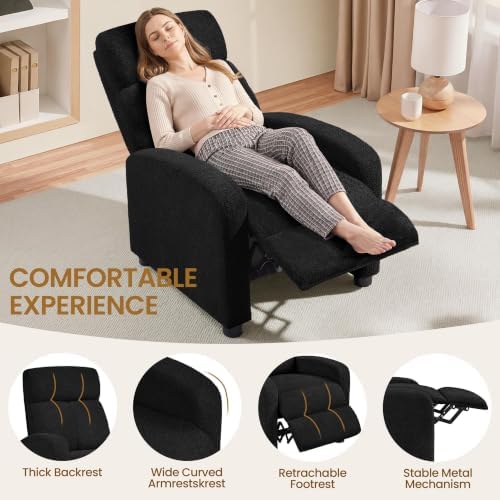 Yaheetech Recliner Chair with 3 Adjustable Angles Living Room Chairs Black - Image 5