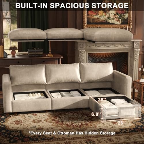 128'' Faux Leather Modular Sectional Sofa - Image 3