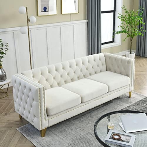 mikibama 80.5" Velvet 3 Seater Sofa Couch by Mikibama