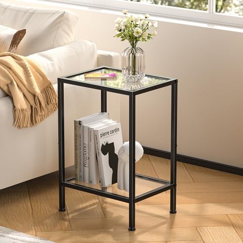 Glass Side Table, Tempered Glass End Table, 2-Tier Nightstands - Image 2