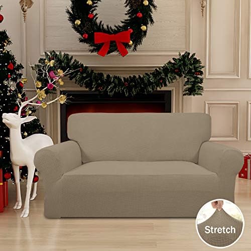 Easy-Going Stretch Loveseat Couch Covers Washable Natural - Image 2
