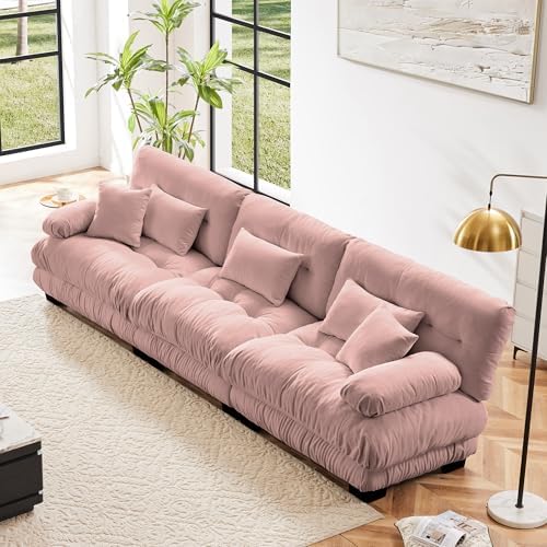 Modular Sectional Sofa for Living Room, 3 Seater Pink Large Sectional Couches - Image 3