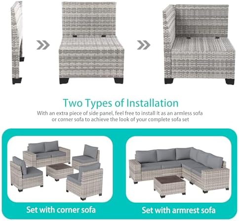 Outdoor Patio Furniture Set PE Wicker Rattan Outdoor Sectional Sofa - Image 2