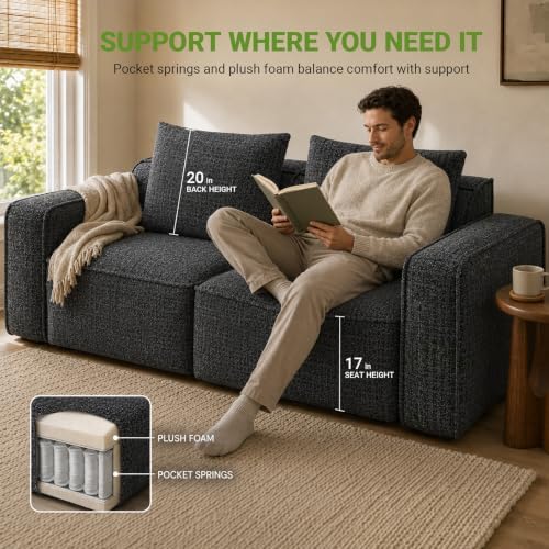 Welzona 75" Loveseat, Chenille Love Seat Sofa, Small Couch - Image 4