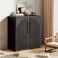 31.5" Buffet Cabinet with Storage, Fluted Sideboard Cabinet with Arched Doors & by beronbaer