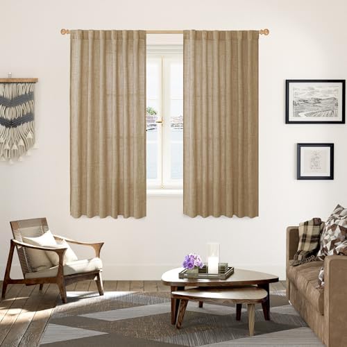 YoungsTex Burlap Linen Curtains 63 Inch Length - Image 2