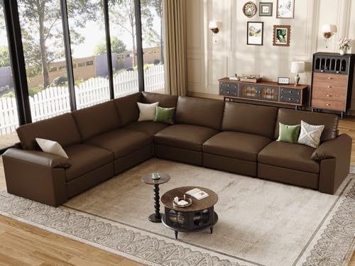 EASE MOOSE Modular Sectional Sofa, Large Modular Couch, Deep Brown by EASEMOOSE