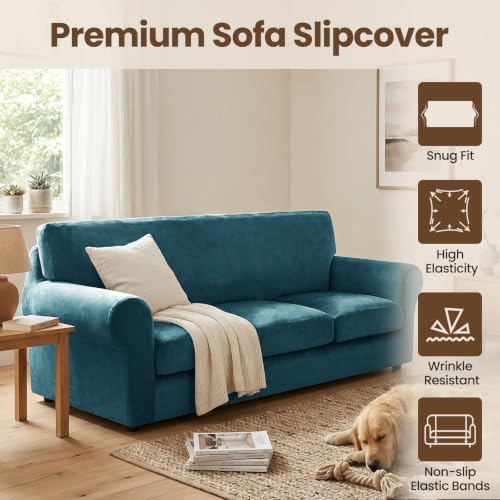 XINEAGE 3-Piece Velvet Sofa Cover, Couch Covers - Image 2