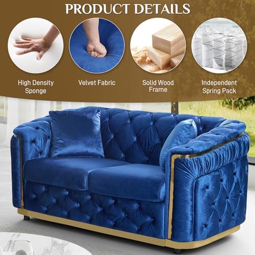 62.5" Velvet Chesterfield Sofa - Image 4