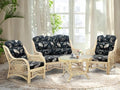 Malibu Lounge Set of 4: 2 Natural Rattan Wicker Chairs, Loveseat and Coffee by Wickerix