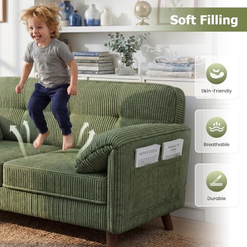Apicizon 65" Loveseat Sofa, Corduroy Loveseat Couch - Image 7