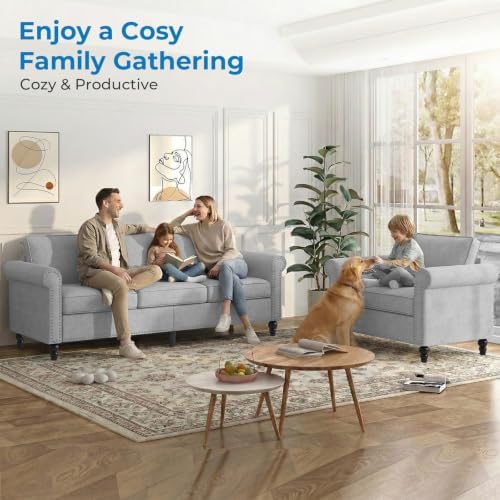 Mjkone 2 Pieces Living Room Sofa Set, Sectional Sofa Couches, Couch and Chair - Image 3