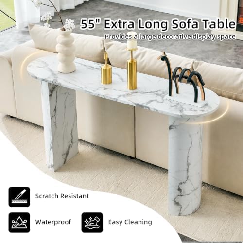 LKTART 55" Console Table, Faux Marble Entryway Table - Image 4